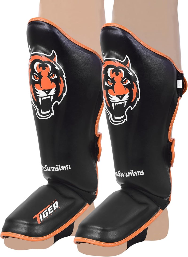 Tiger Pro Shin Guards MMA Martial Arts, Muay Thai, Kickboxing, Leg Instep Protection Pads, Kicking, Sparring, Training Gear, Karate, Boxing, Taekwondo - Unisex (Medium/Large/Extra Large) - Image 1